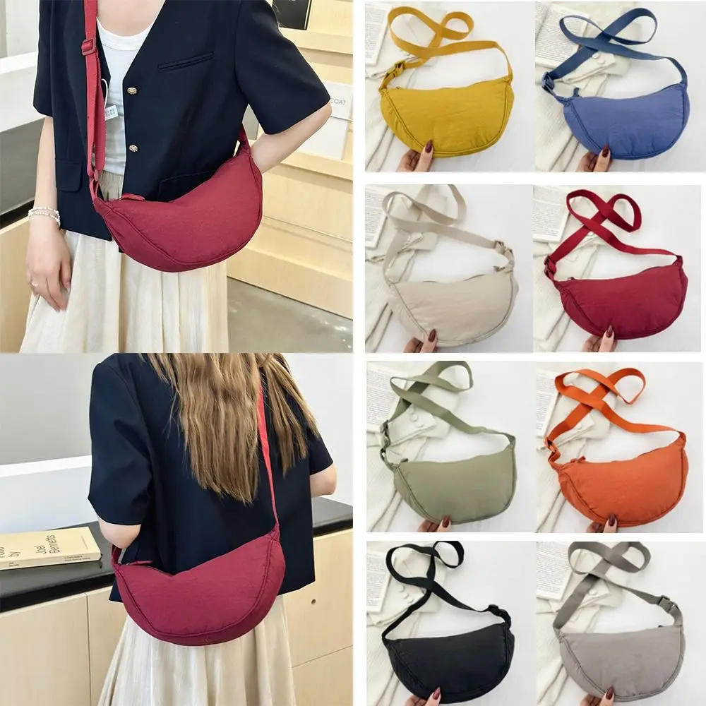 

2024 Casual Style Dumpling Bag Nylon Large Capacity Female Shoulder Bags Solid Color Underarm Bags Travel Shopper