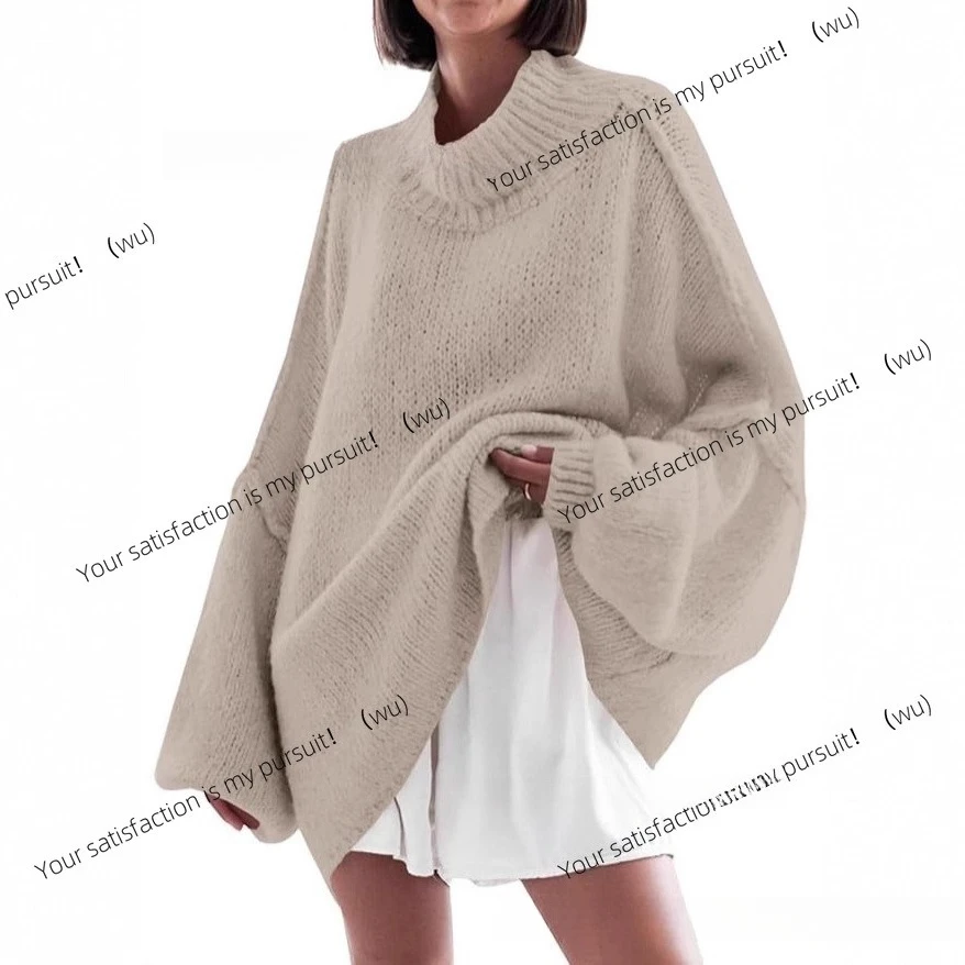 

Женский свитер большого размера ZOCI, топ с длинными рукавами и половиной шеи, осенне-зимний модный вязаный пуловер для женщин