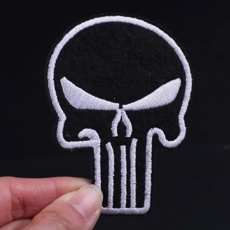 Iron on Punisher Military Skull Embroidered Patches for Clothing Thermoadhesive Patch Stickers on Hippie Clothes Applique Badges