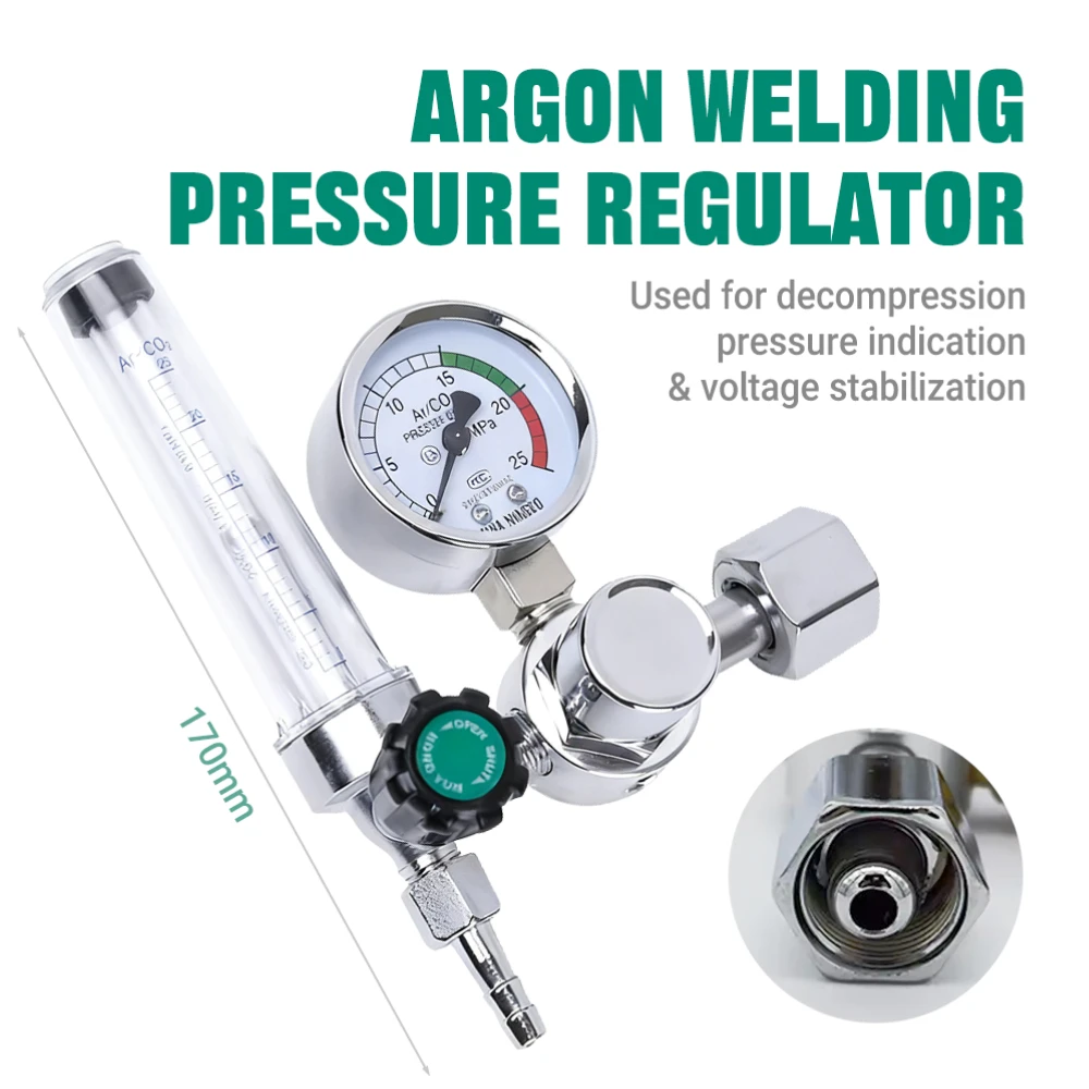 

Pro Grade 0-25MPa Argon/CO2 Pressure Regulator with Flow Meter - Gauge Pressure Reducer for MIG TIG Welding Applications