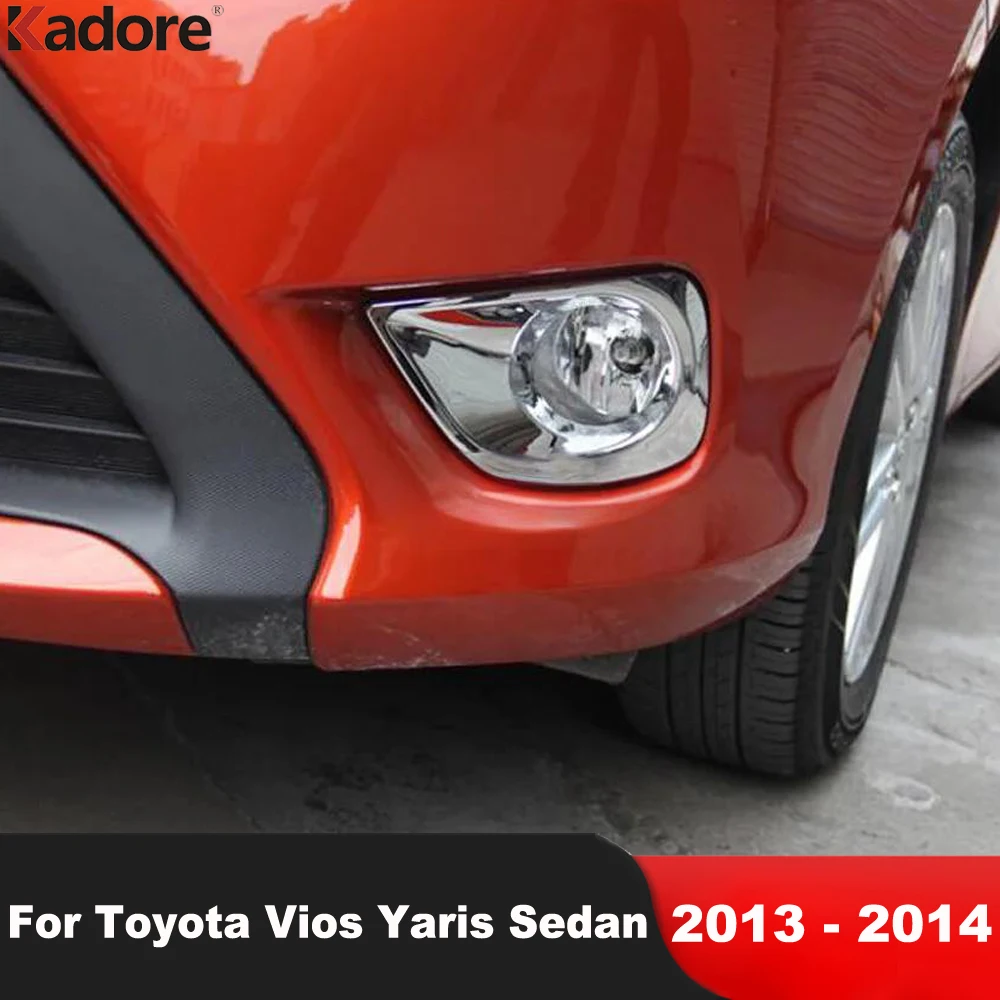 

Автомобильная накладка на переднюю противотуманную фару для Toyota Vios Yaris Sedan 2013 2014, хромированная рамка противотуманной фары, накладки на рамку, аксессуары