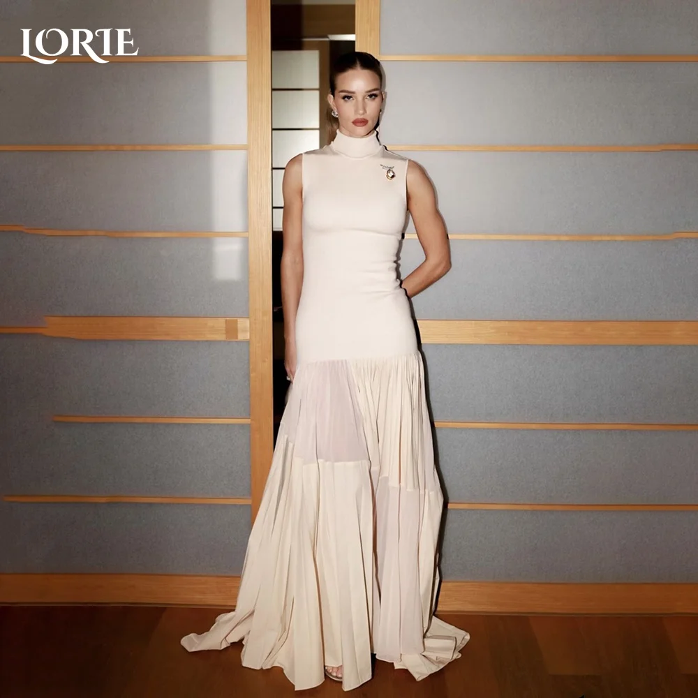 LORIE High Collar Modern Wedding Dresses Arabia A-Line Mermaid Sleeveless Bridal Gown Chiffon Princess Bride Dress Customized