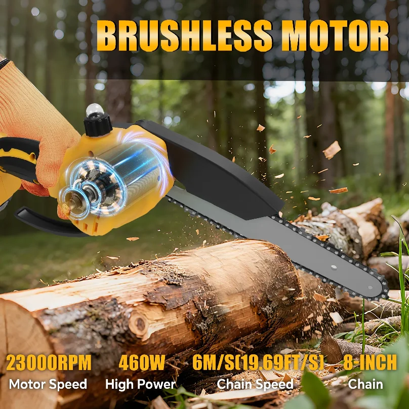 Borstelloze mini-kettingzaag 8 - Brushless Chainsaw 8 Inch 20V recensie en prijs