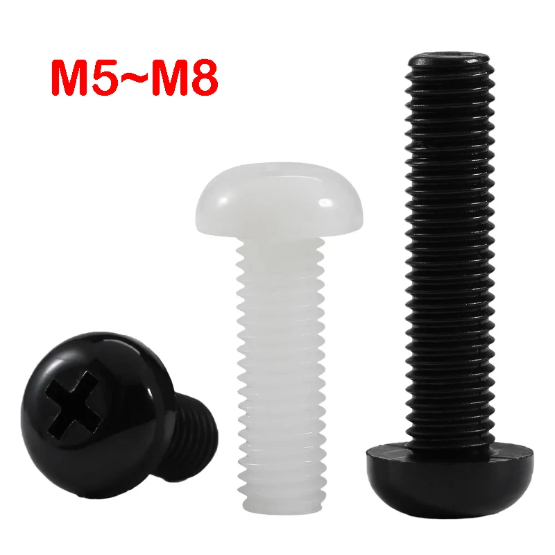 Metric Nylon Plastic Round Pan Head Phillips Screws Black White Insulated Cross Bolt Screws