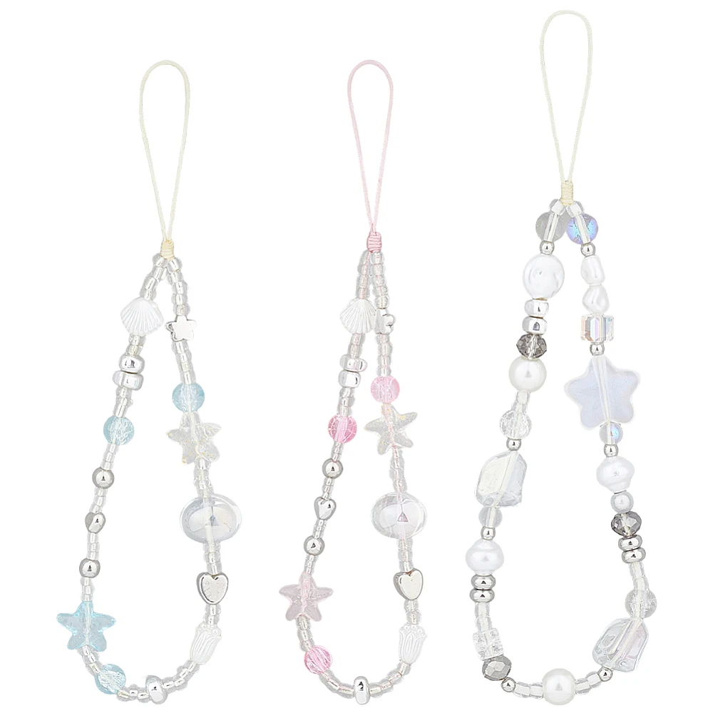 3 Pack Keychain Camera Wrist Strap Bead Pendant Decor for handbags Keys Camera Bag