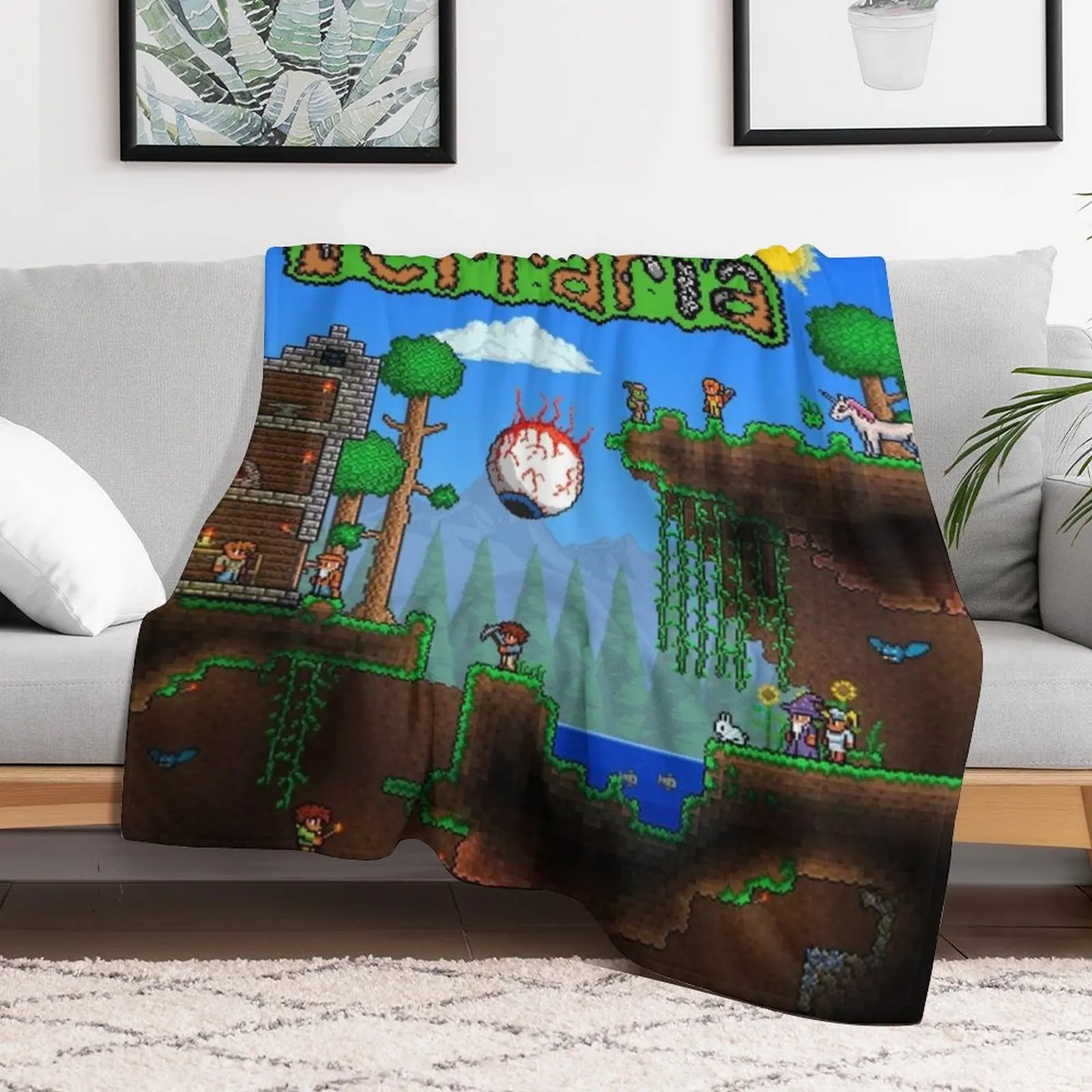 Terraria - Indie Game Throw Blanket Custom Bed linens Blankets