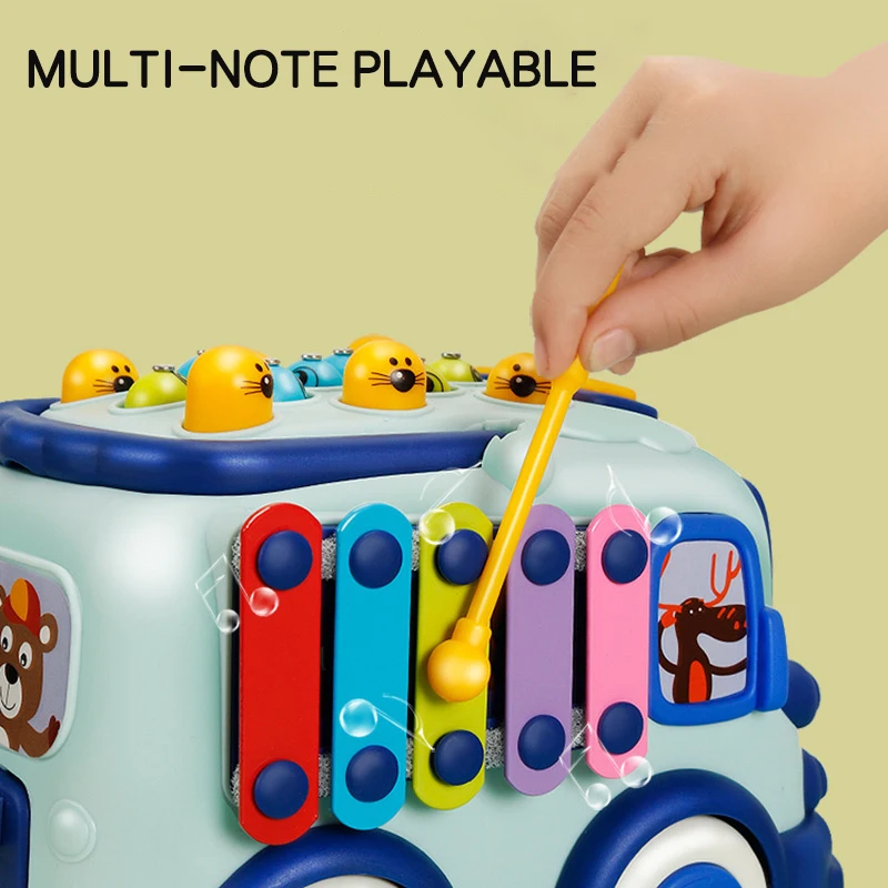 Jouet de bus musical pour bébé, voiture multifonction, jeu de pêche, piano, lumières, tout-petit, 0-3 ans, 0-12, 13-24 mois