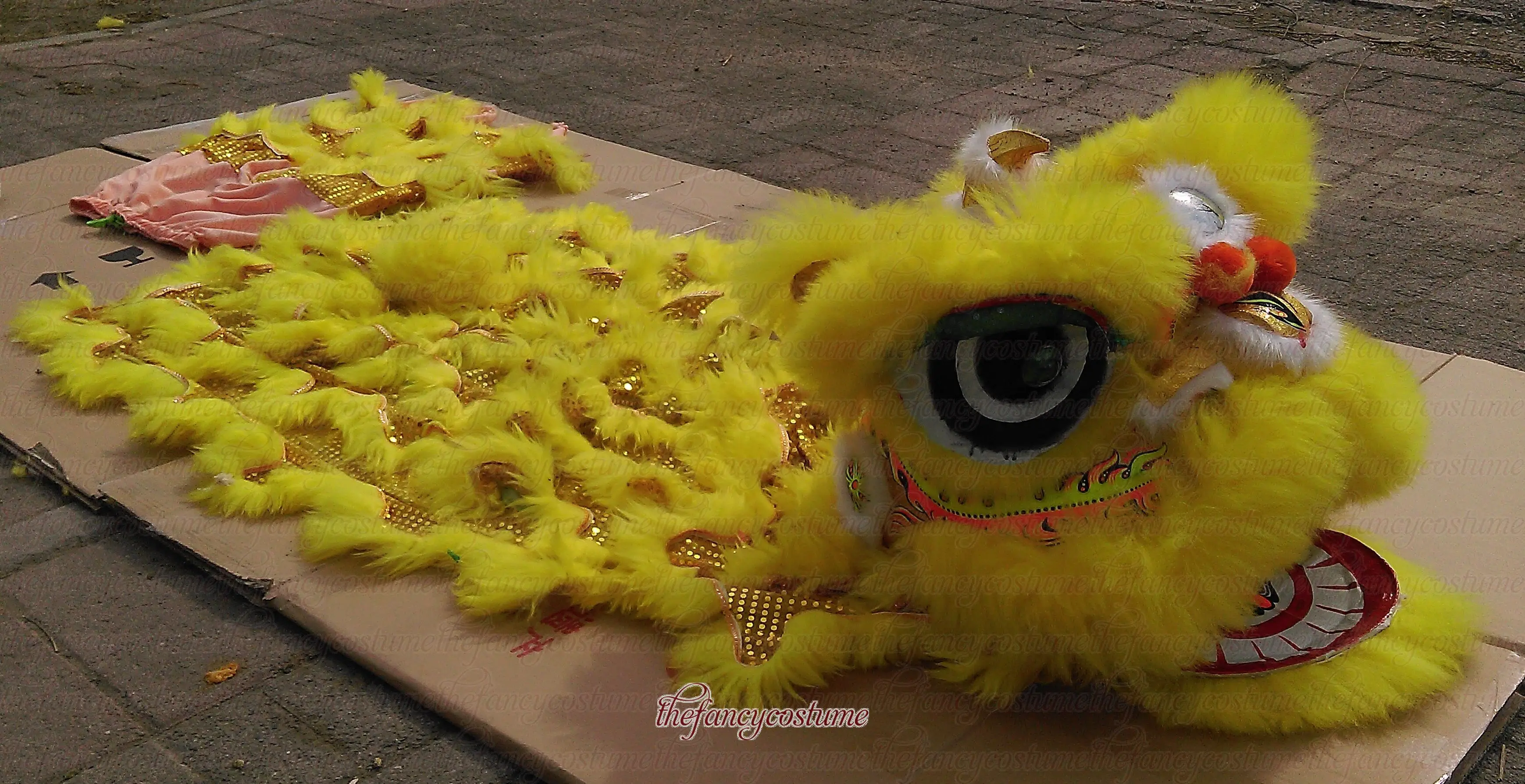 20inch Chinese Lion Dance Costume Flag wzplzj 2 Children Kid 8-15Age Student Fun Park Props Outfit Game Party Carnival Festival