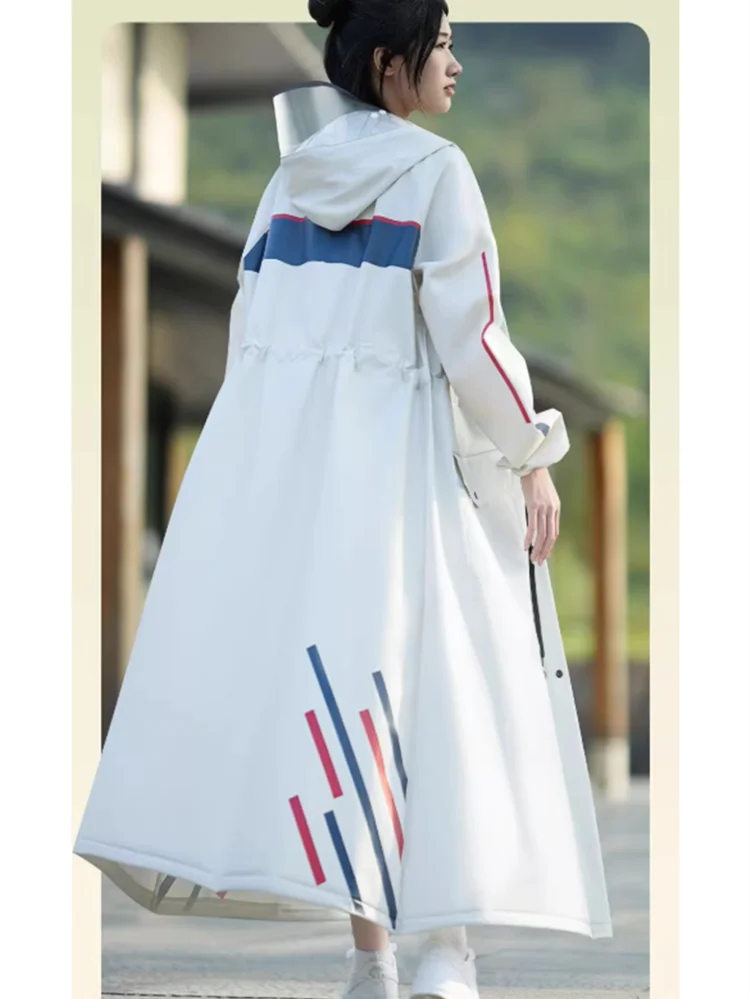 أزياء إيفا الخصر كامل الجسم ملابس ضد المطر نمط طويل سيارة كهربائية معطف واق من المطر المضادة للعواصف الممطرة الكبار تمديد المطر الرأس #2