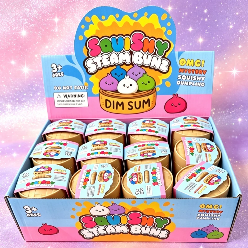 5cm Glitzer-Dumpling Squishy Spielzeug mit Box - Sensorisches Stressabbau-Quetschspielzeug Perfekt für Geburtstagsgeschenke