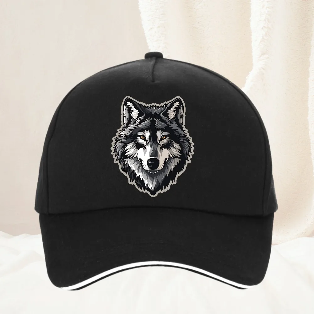 

Wolf Totem printin Baseball Cap Cotton Adjustable Hard Top Baseball Cap Sun Hat Trucker Caps Dad Hats