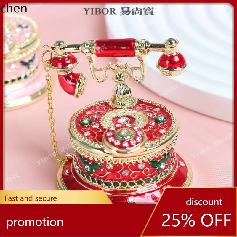 

H1 Enamel Jewelry Box Handicraft Exquisite Home Decor Creative Vintage Telephone Ornament Gift Wholesale