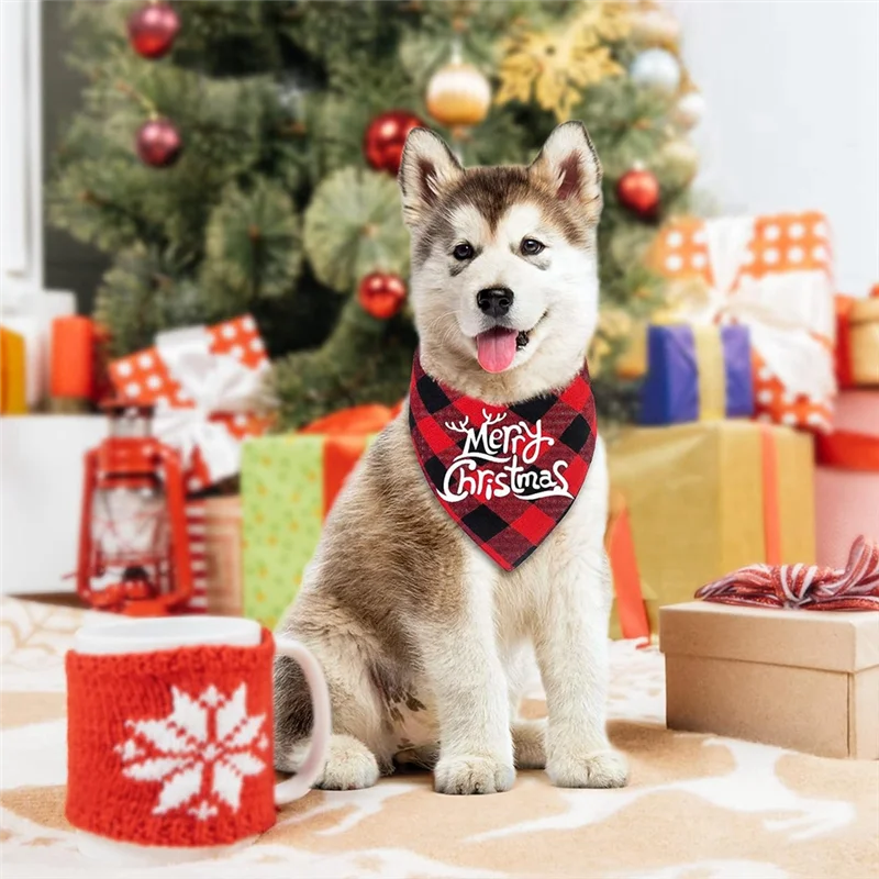 Bandana de Noël pour animaux de compagnie, foulard classique, accessoires de costume, décoration pour chiens et chats, 2 paquets