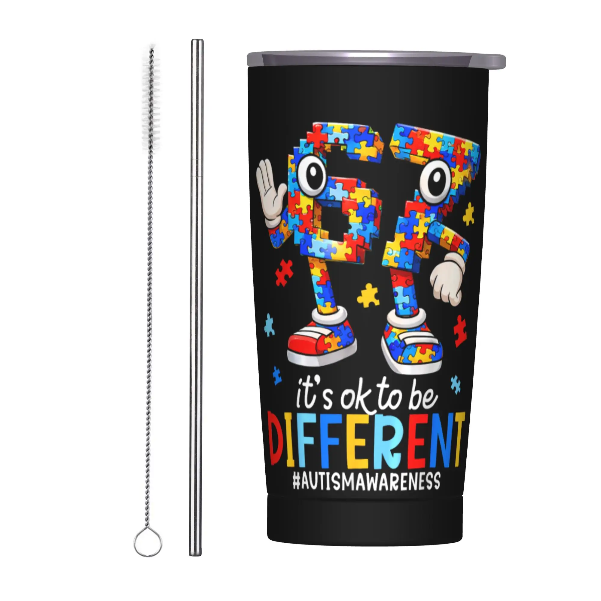 Stainless Steel Tumbler 67 Autism Awareness Six Seven Thermal Mug  Heat Preservation Hot Drinks Car Mugs Camping Water Bottle