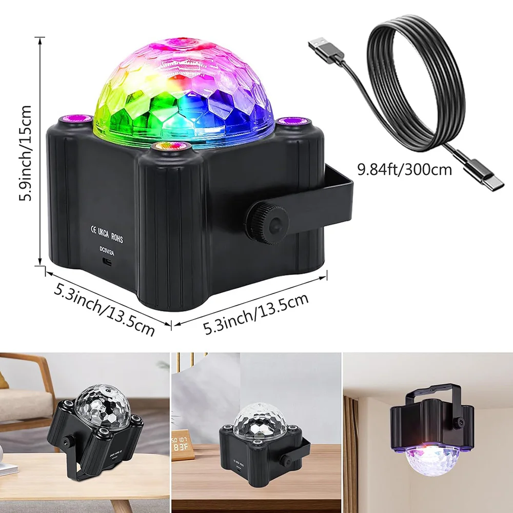 Sound Activated Party Lights with Remote DJ Lighting Disco Ball Strobe Lamp Stage Light for Dance Party Birthday Karaoke Decor