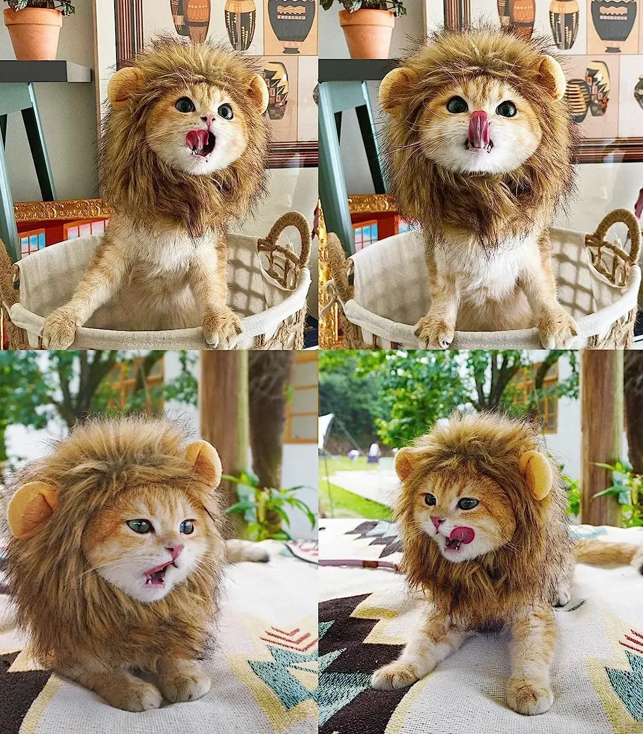 Funny Pet Hat Lion Mane for Dogs Cat Cosplay Dress up Puppy Lion Wig Costume Party Decoration Halloween Christmas Pet Supplies