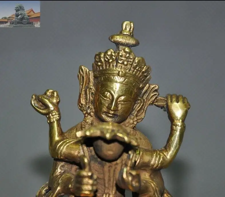 Tibetan Tantra Buddhism Brass Vajrasattva Hevajra Yab-Yum Happy Buddha Statue