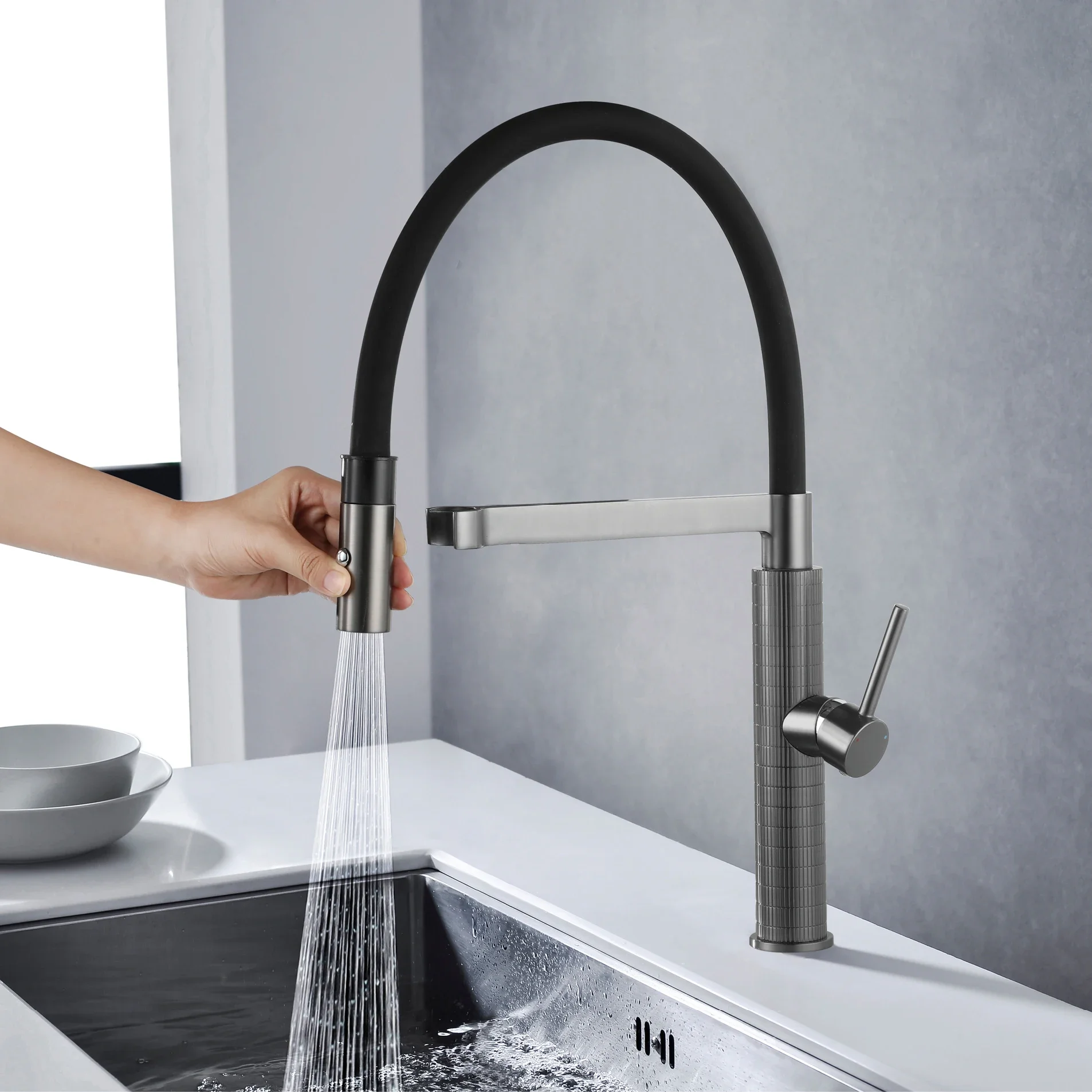 YYHC-Kitchen Faucet Stainless Steel 304 Water Tap Modern  Taps Brass Pull Out Sprayer  Mixer Sink Faucets