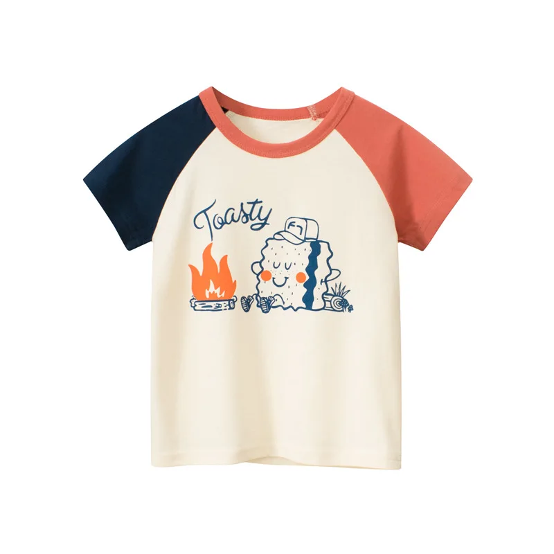 2024 Summer Children Boy Short Sleeve Graphic T-shirts Cartoon Printed Toddler Boy Tops 2-8 Year Kids Baby Boy Tees Clothes