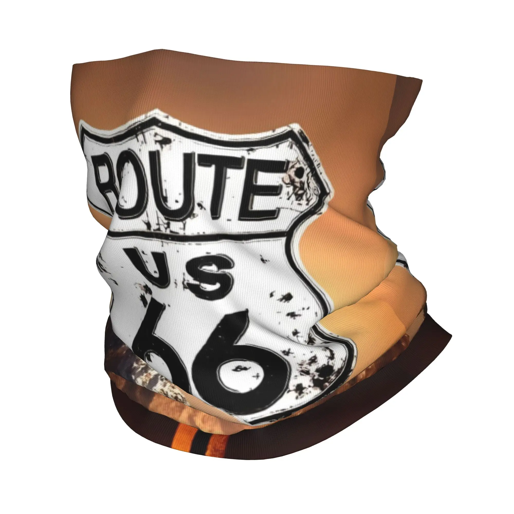 

Custom Americana US Route 66 Winter Headband Neck Warmer Men Women Ski Camping Tube Scarf The Mother Road Face Bandana Gaiter