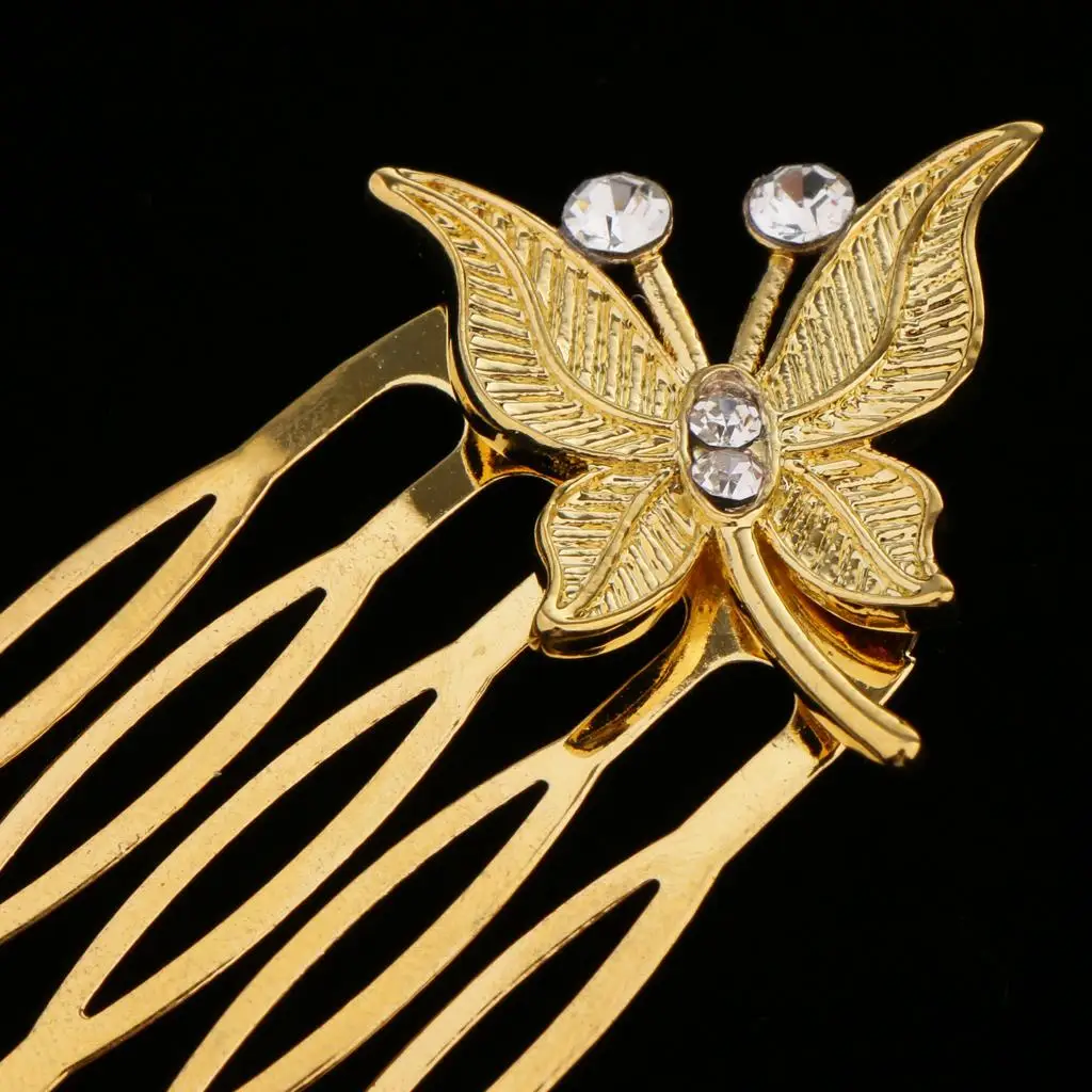 Pack of 2 Bridal Butterfly Rhinestone Hair Comb Hair Accessory