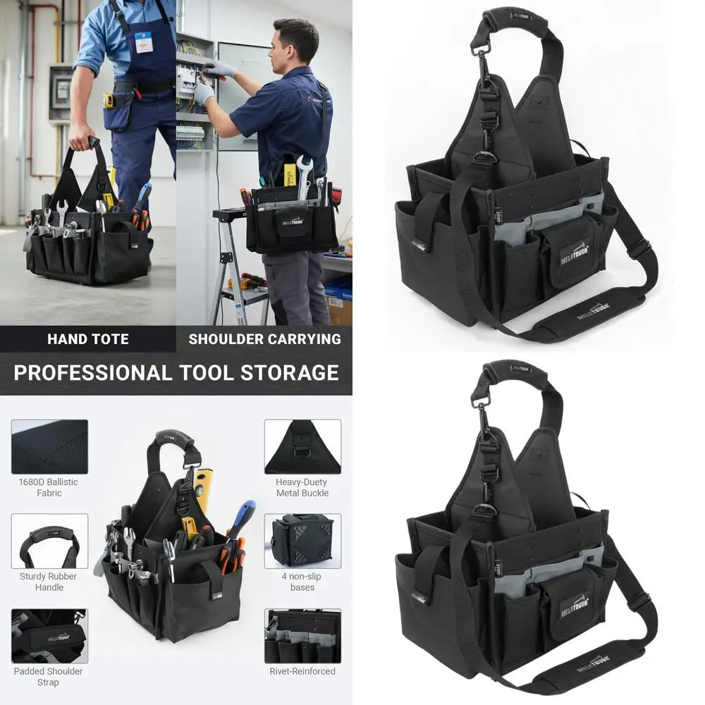 

Large 24-Pocket Electrician Tool Bag with Waterproof Base and Dual Handles for Technicians and Gardeners