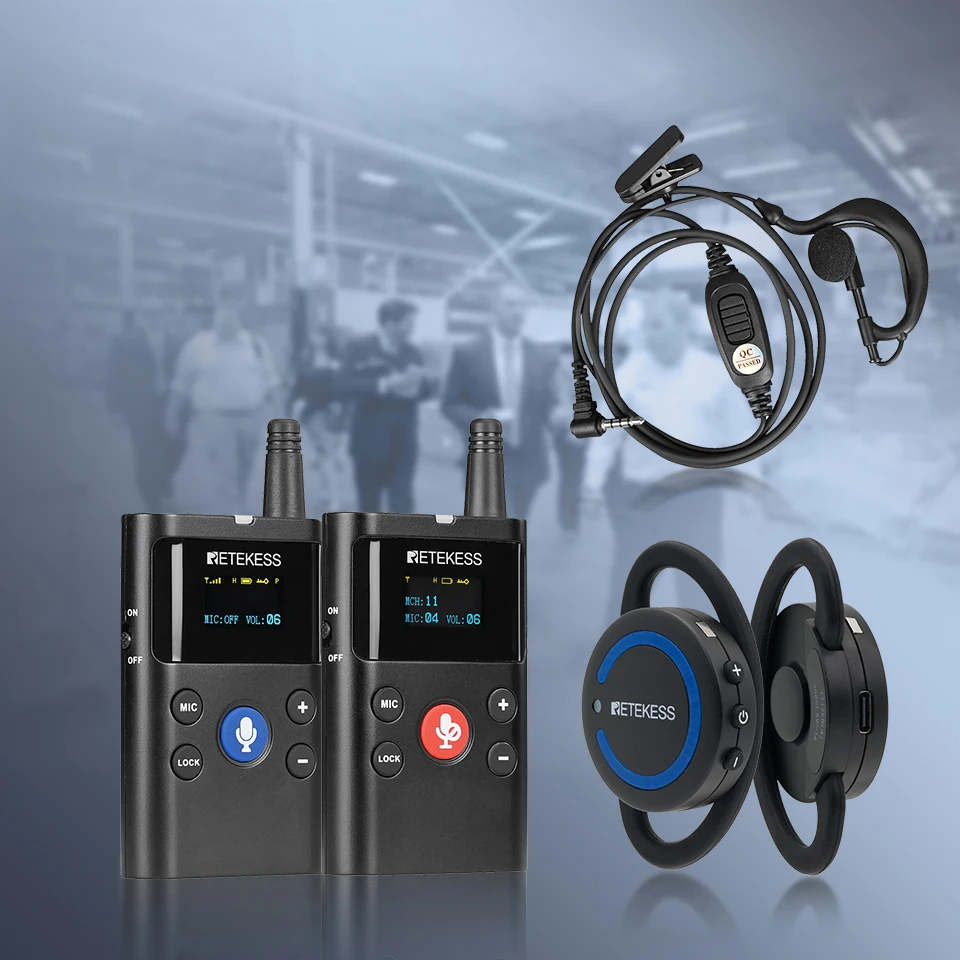RETEKESS TT126R Tourguide-System Ohrhörer D-förmig für Fabriktraining, Reiten, Ausflüge, Dolmetschen, Konferenzen und Meetings – Detail 7