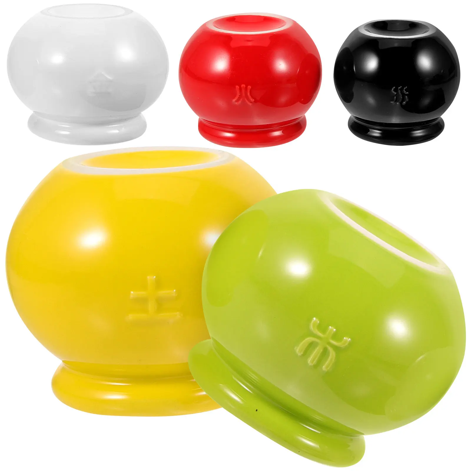 

5Pcs Ceramic Fire Cupping Cups Vacuum Therapy Device Thickened Suction Massage Cups for Back Arms Legs Chinese Massage Supplies