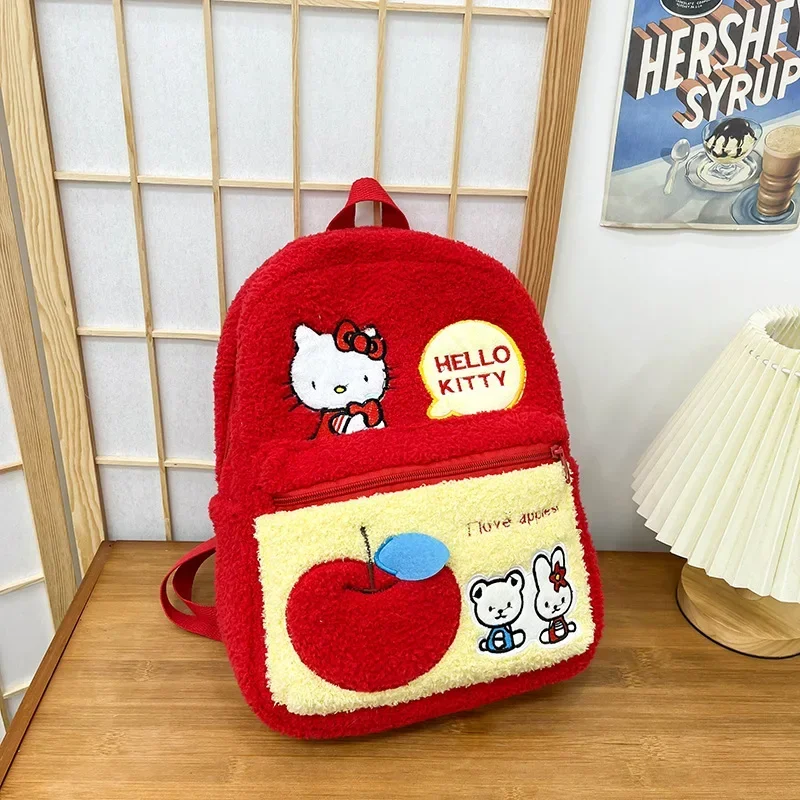 Hello Kitty peluche doppio zaino 2023 nuova borsa da scuola Sanrio studente giapponese Hello Kitty borse da scuola per bambini