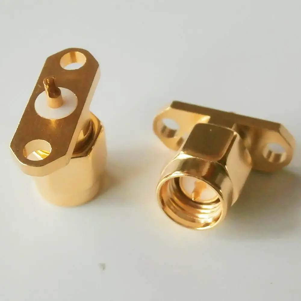 

1 Pcs Connector SMA Male Rhombic With 2 Hole Flange Panel Chassis Mount deck Solder PTFE copper RF Coax Adapters