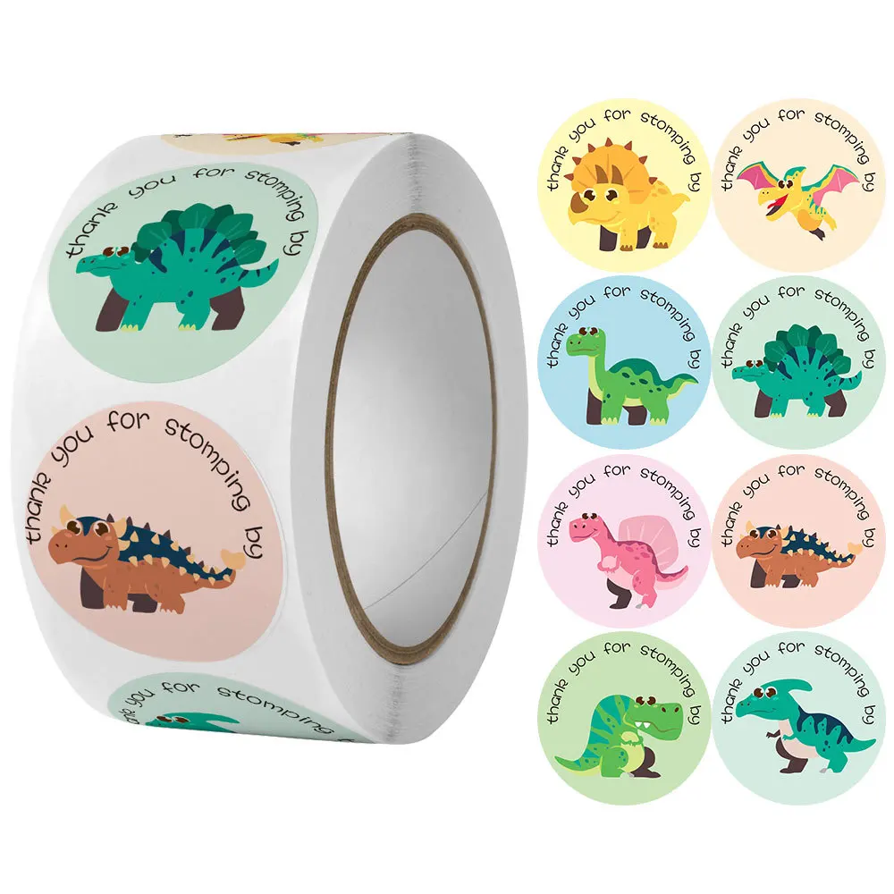 

500Pcs Children's Cartoon Stickers 1inch Dinosaur Pattern Kids Stationery Supplies for School Teacher Classroom Reward Stickers