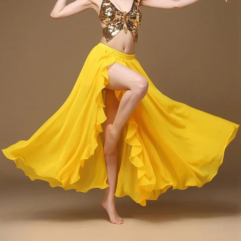 الرقص الشرقي الجانب سحب طويل الساتان الأبيض تنورة سيدة الرقص الشرقي التنانير المرأة مثير الشرقية تنورة رقص البطن المهنية