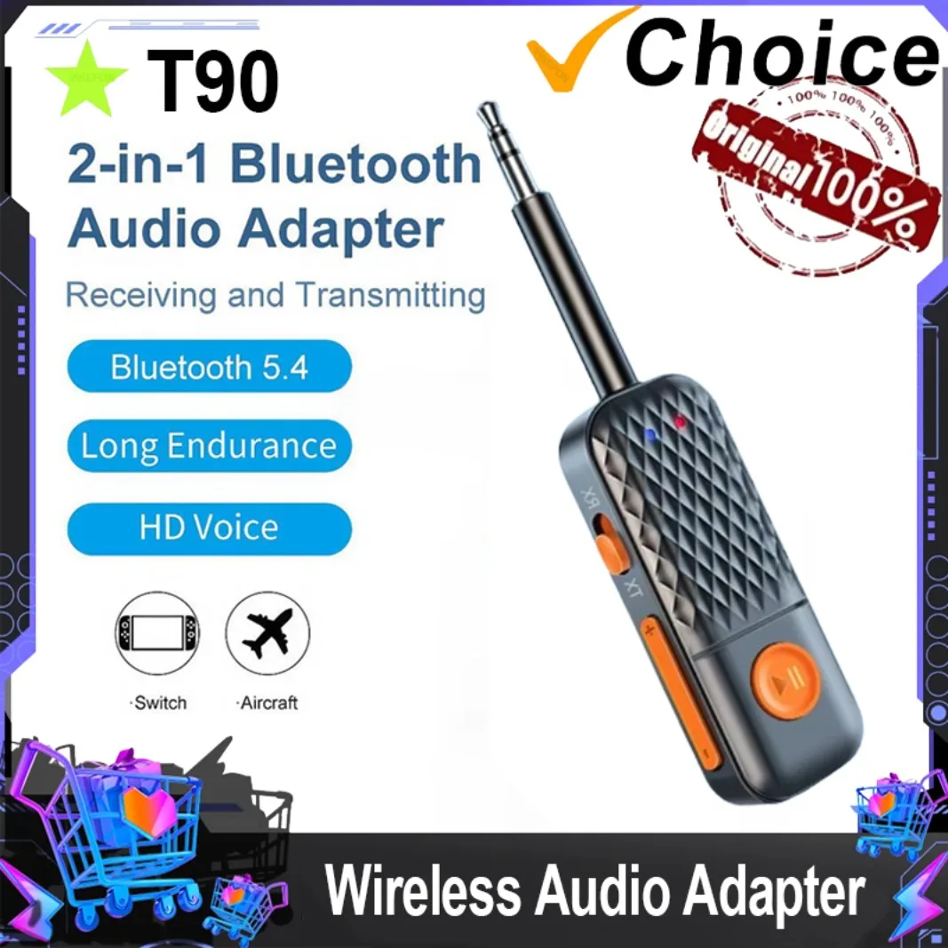 

2in1 Bluetooth 5.4 Receiver Transmitter Wireless Audio Adapter 3.5mm Jack For Car Music Audio Receiver Aux Headphone Handsfree
