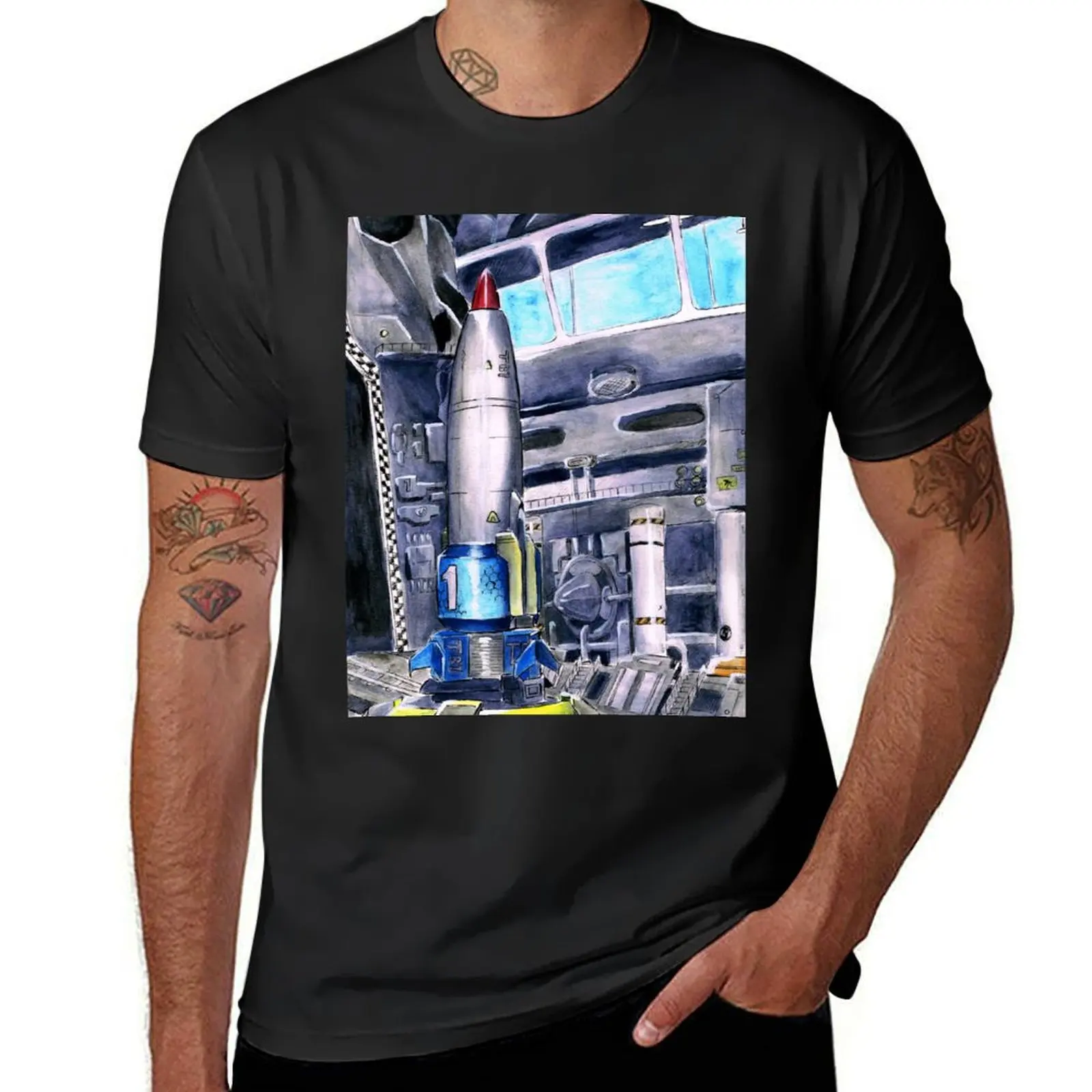 Thunderbird 1 launchbay T-Shirt plus sizes vintage cute clothes black t-shirts for men