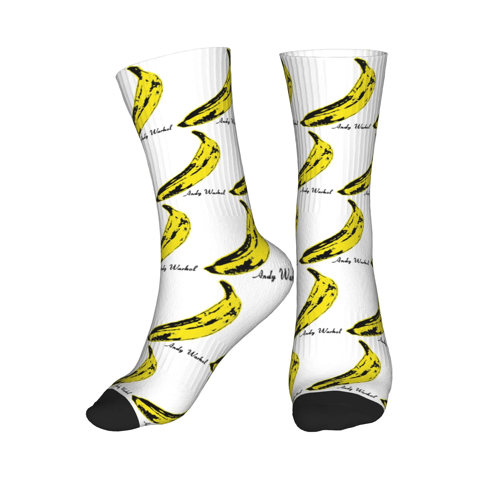 

All Seasons Andy Warhol Sunset Cat Cattle Banana Sport Middle Tube Socks Sweat Absorbing Crew Socks Stockings for Men Women