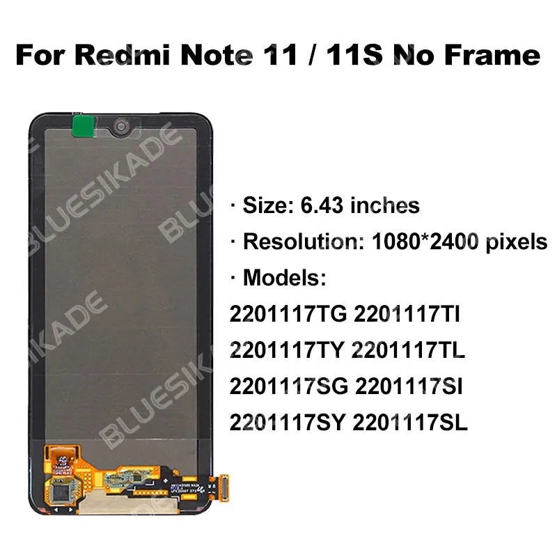 AMOLED For Redmi Note 11 5G LCD For 21091116AC Display For Global Redmi Note 11 4G Display 2201117TL Touch Screen  Replace Parts