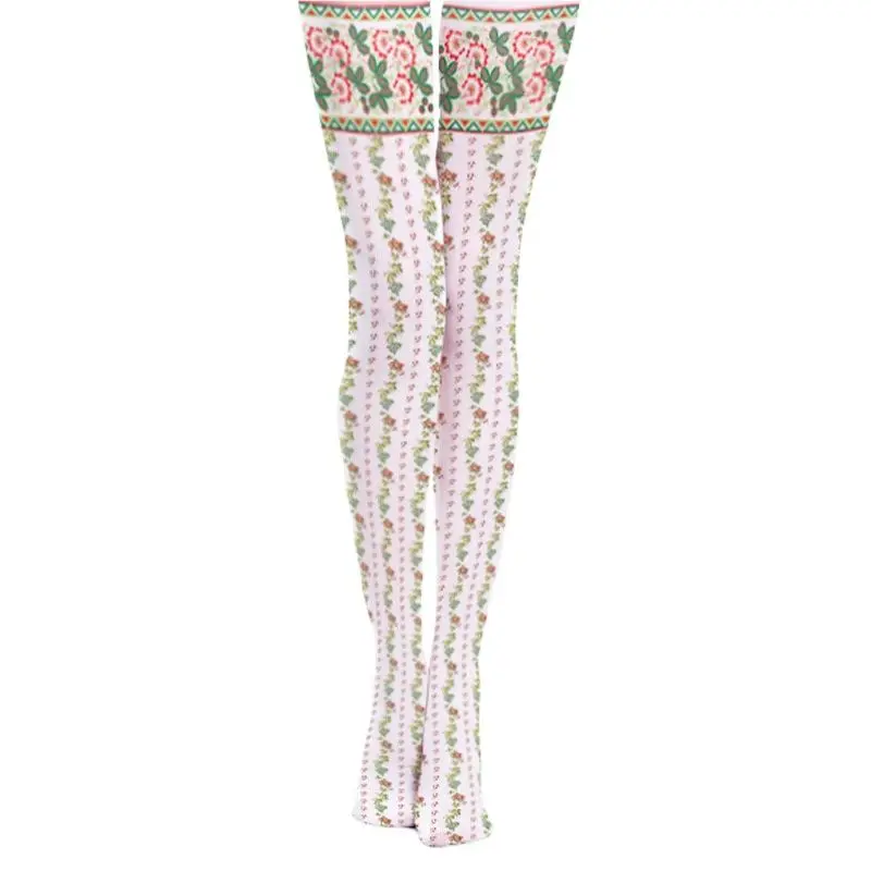 Women' Tigths Vertical Striped Pasture Printed Lolita Sex Pantyhose For Female Lingerie Women Stockings Founation Intimate