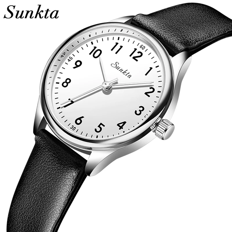 

SUNKTA 2025, новые модные роскошные женские кварцевые часы, элегантные кожаные часы для женщин, водонепроницаемые простые женские часы reloj
