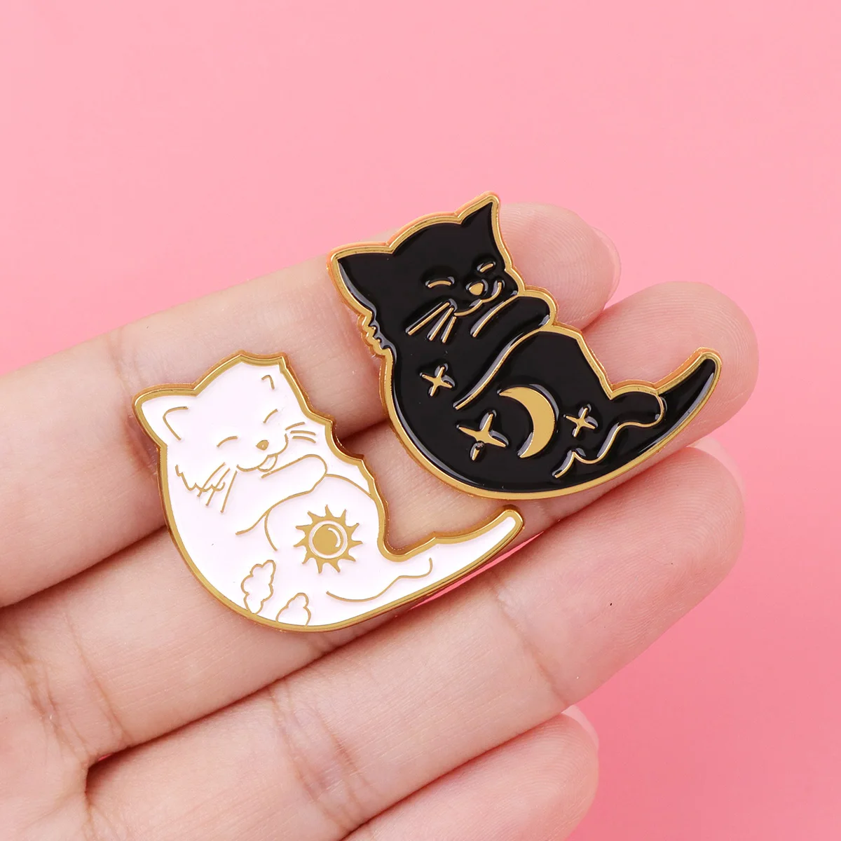 Cute Couple Cat Enamel Pins Metal Brooch for Clothes Lapel Pin Badge on Backpack Clothing Accessories Fashion Jewelry Gift image 2