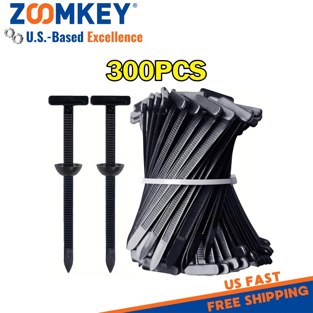 ZOOMKEY 300Pcs Nylon Universal Cable Tie Heavy Duty Self-Locking Zip Holder