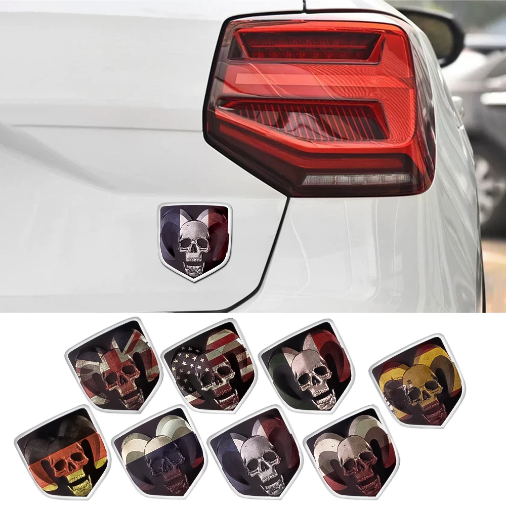 3D Skull Fnational Flag Car Metal Styling Badge Sticker Accessories For Dodge Durango Caliber Dakota Neon SRT SXT Nitro Avenger view 2