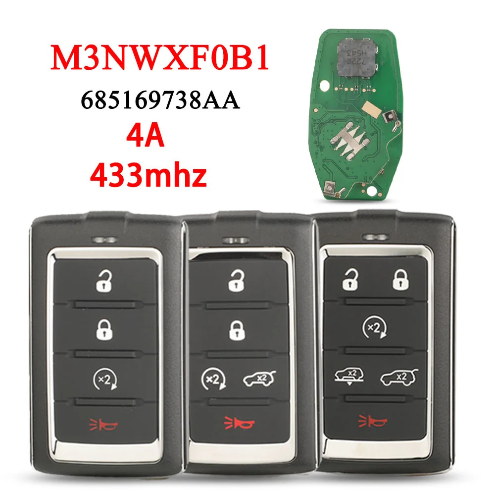 

Smart Remote Car Key 433MHz 4A Chip M3NWXF0B1 For Jeep Wagoneer Grand Cherokee L 2021 2022 2023 Car Key With 4/5/6 Buttons