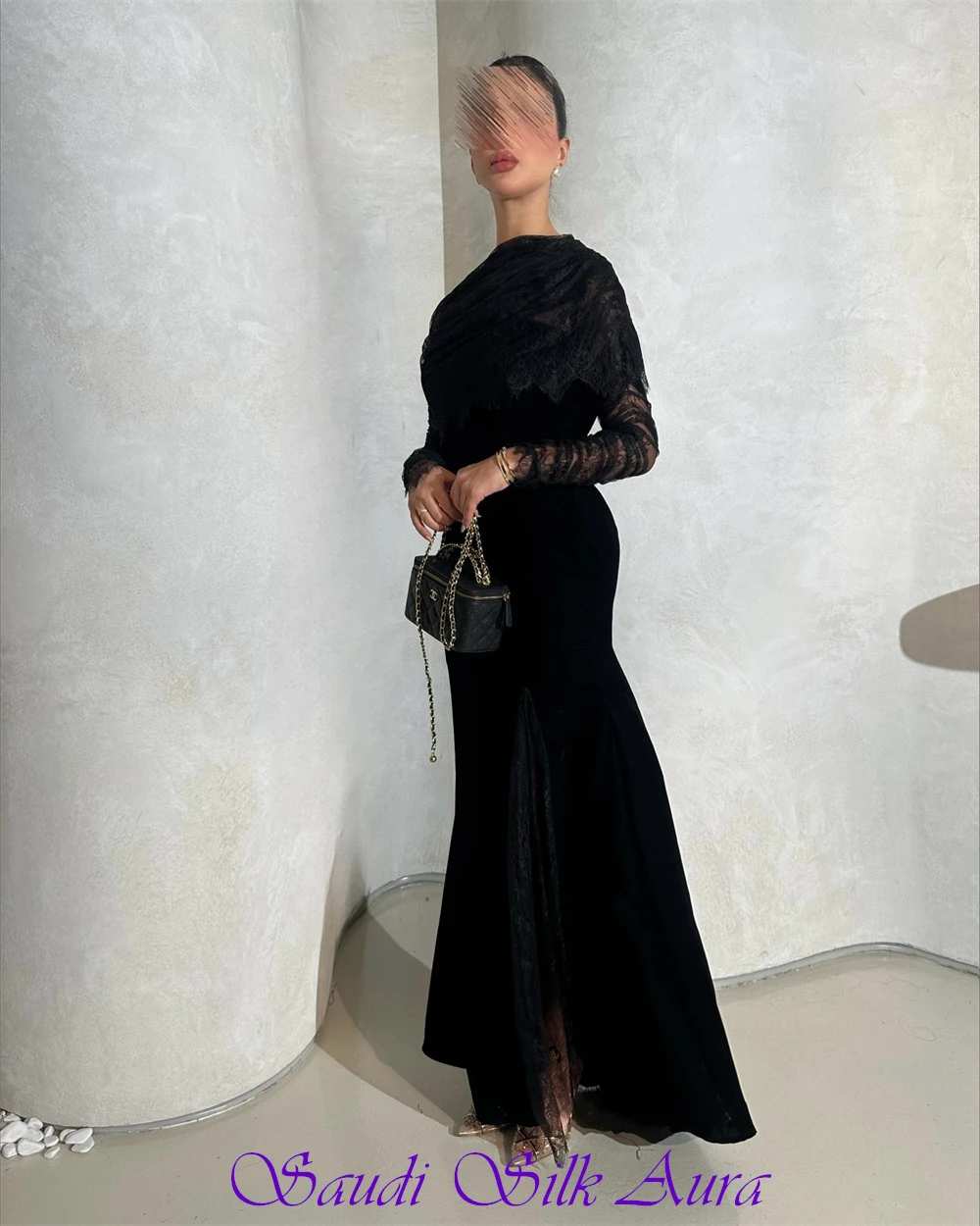 Customized Simple Black Velvet Evening Dress Formal O-Neck Long Sleeves Party Dress Sexy Mermaid Ankle Length Homecoming Dresses