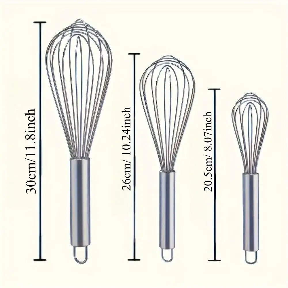 3pcs Stainless Steel Egg Beater Set - Suitable for Stirring, Whipping, and Mixing - Kitchen Egg Beater | Durable Kitchen Tools