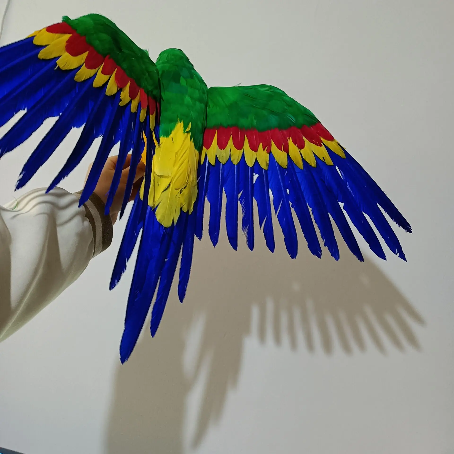 Large Green & Yellow Parrot Model Bird Simulation Toy with Foam And Furs Wings Approx. 40x60 Cm - Educational Gift D0501