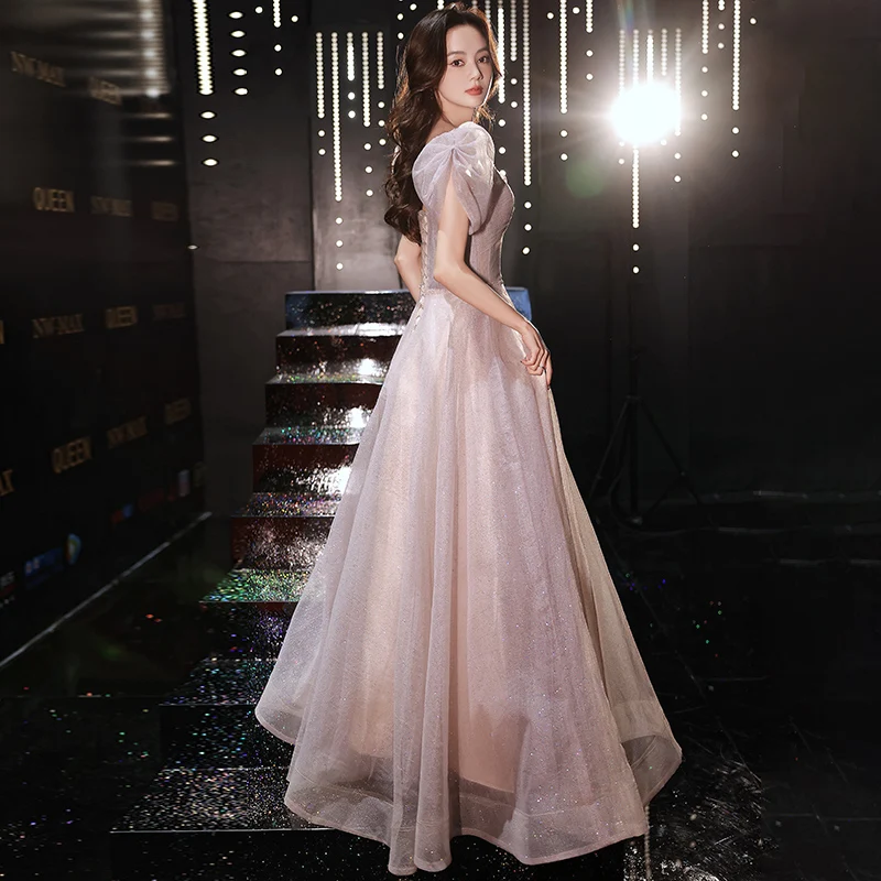 

Ele Evening Gown Women's New 2025 High-End Luxury Small Art Exam Host Adult Dr Sli Korean Sle ort Sve