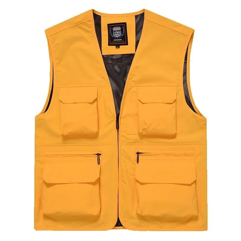 

Summer Mesh Vest Men Man Tactical Sleeveless Parka Motorcyclist Jacket Spring Working Vest Multi-pocket Largesize Camping Gilets