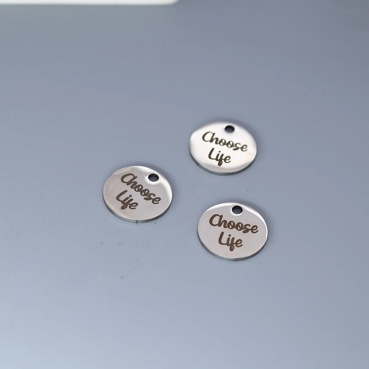 3Pcs Disc Choose Life Letter Laser Craft Stainless Steel Pendants Charms For Jewelry Making Bransoletki Naszyjnik Brelok Materiały eksploatacyjne