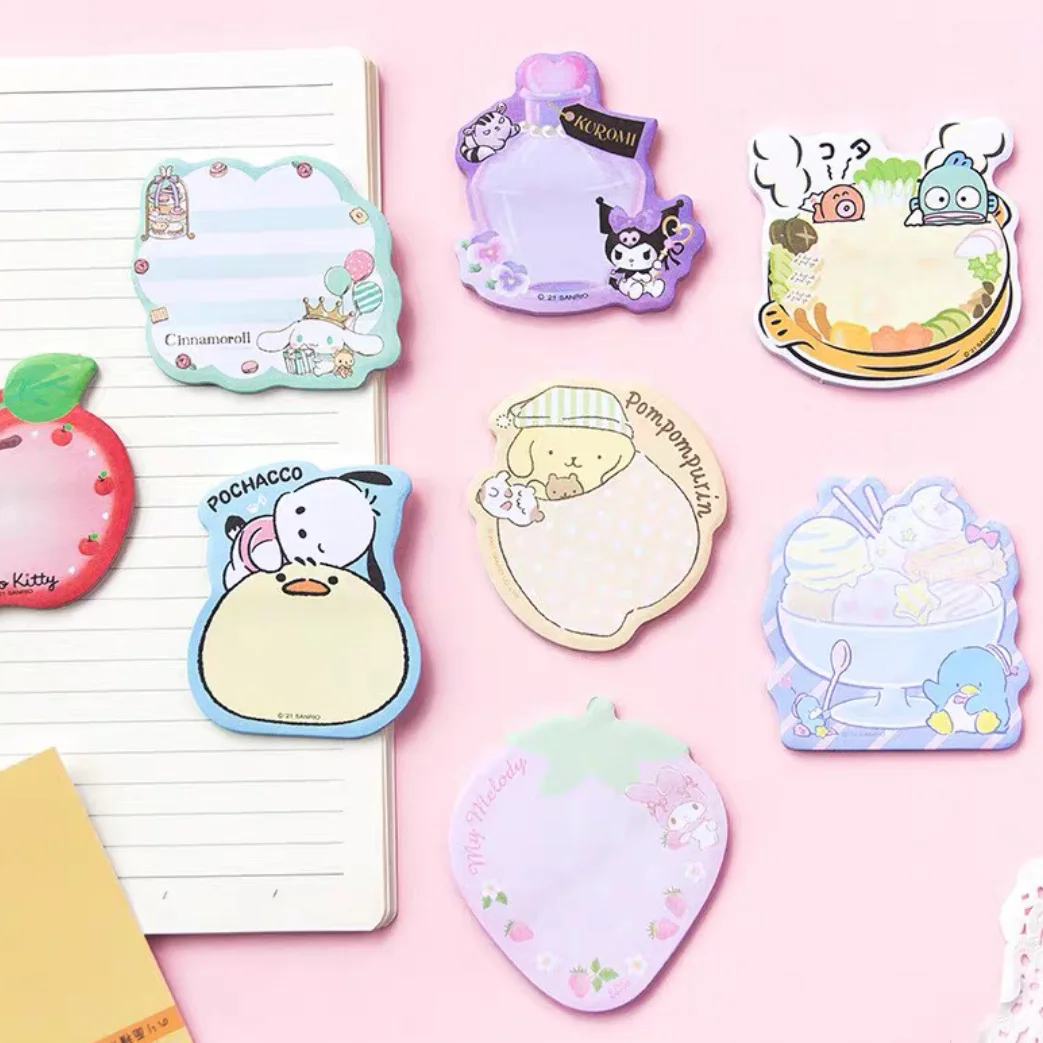 Sanria Anime Kuromi Melody Cinnamoroll Cartoon Sticky Note Hello Kittys Memo Pad Handbook Notepad Can Be Sticky Girl Kids Gift