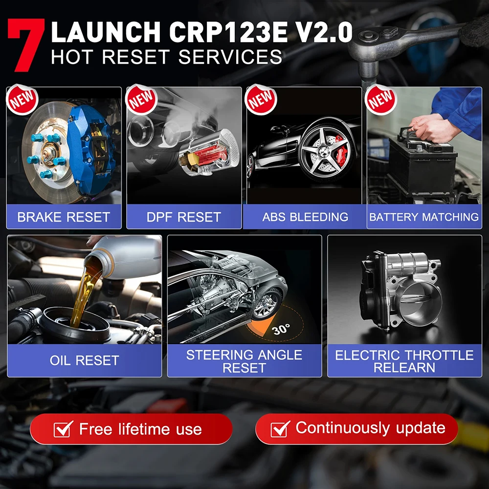 LAUNCH X431 CRP123E V3.0 CRP123I V3.0 Auto-Diagnosewerkzeuge OBD OBD2 Codeleser Scanner ENG ABS SRS AT Auto-Scan-Tool 7 Reset-Funktionen – Detail 6